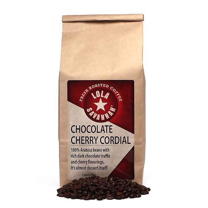 Lola Savannah Chocolate Cherry Cordial Whole Bean Coffee - Enjoy the Delicious Flavors of the Black Forest in Your Coffee | Caffeinated | 2 Pound