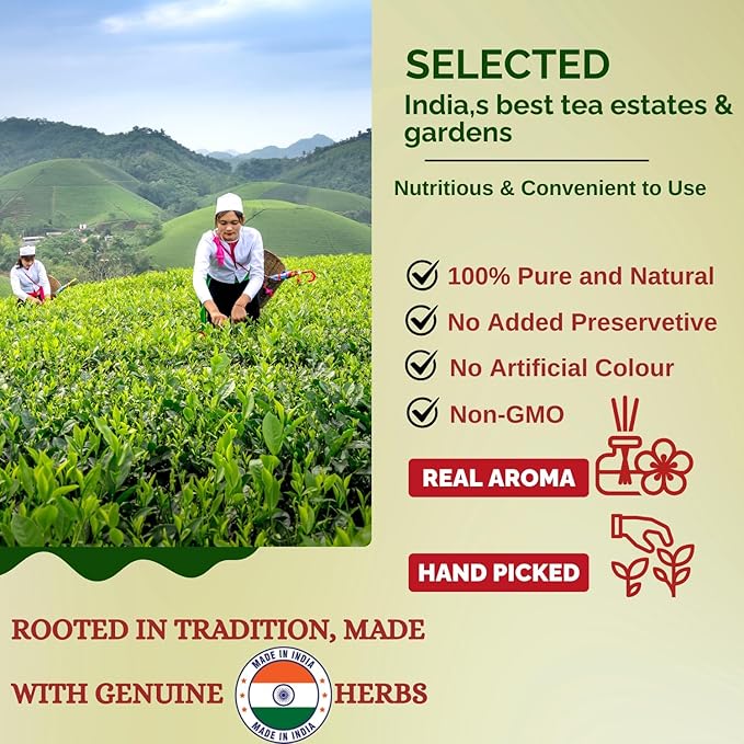 KRIHAN Organic Rhododendron Herbal Tea - 50+ Count Loose Leaf Herbal Blend with Tulsi Buransh Flower Antioxidant-Rich Caffeine Free Wellness Collection | 3.52 Oz (100g)