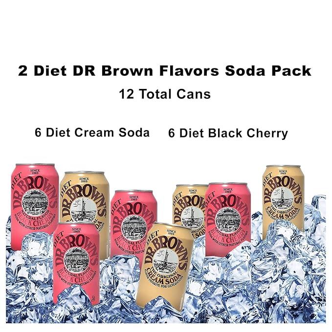 Dr. Browns Soda 12 pack (6) Diet Cream Soda and (6) Diet Black Cherry 12 fl oz Cans