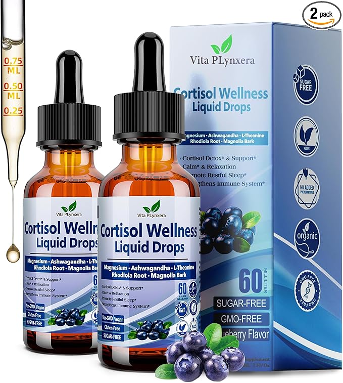 2 Pack Cortisol Supplements for Women &amp Men 17-in-1 Cortisol Reducer Detox Manager w. Magnesium Ashwagandha L-Theanine Phosphatidylserine Hormone Balanced for Women Mood Focus Sleep Support