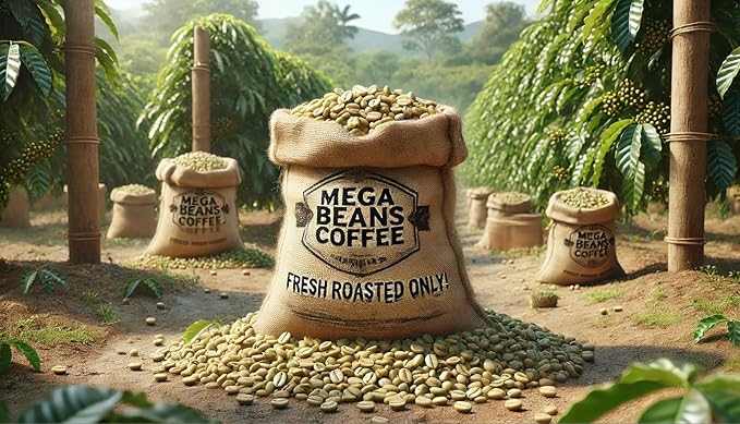Nicaragua Organic/Unroasted Green Coffee Beans Mega Beans Coffee Specialty Grade Green Coffee Beans. (3 LB Nicaragua Organic 3 Lb)