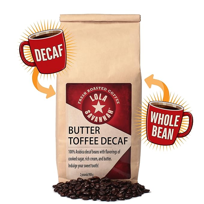 Lola Savannah Butter Toffee Whole Bean Decaf Coffee 2lb
