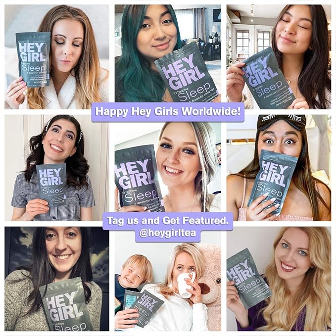 Hey Girl Sleep Tea - Natural Herbal Bedtime Tea Bags with Chamomile Passion Flower Valerian Root Lemon Balm - Calming Relaxing Adults Sleepy Night Time Tea - Relaxation Gifts for Women 2-packs