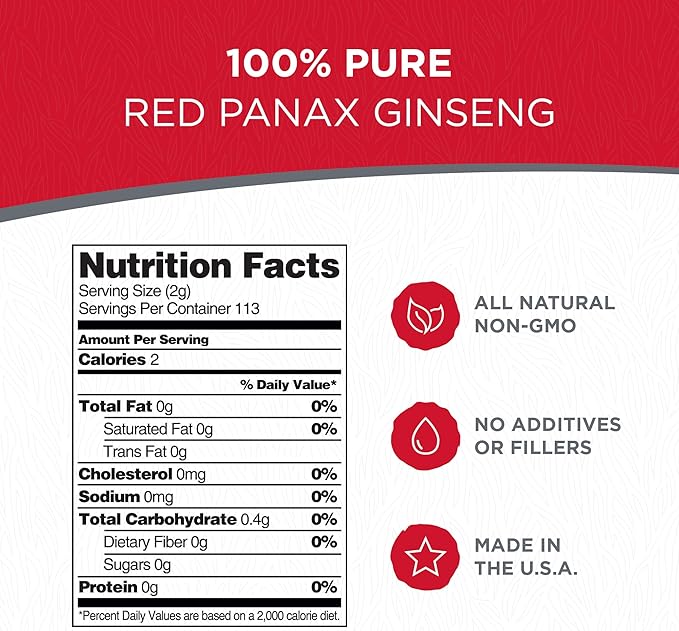 Red Panax Ginseng Powder with Natural Ginsenosides (16 oz)- Supports Healthy Energy Vitality Mood and More Korean Panax Ginseng Root Powder for Smoothies Coffee or Drinks (2 Packs)