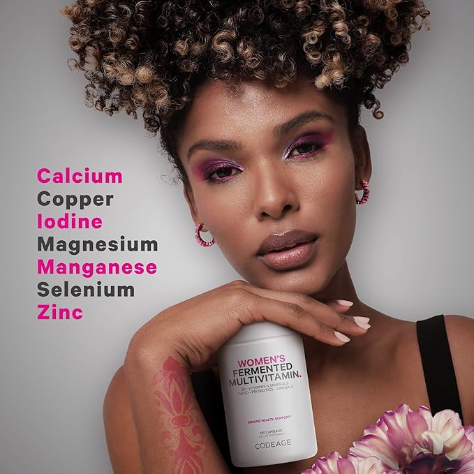 Codeage Multi Collagen Protein Capsules &amp Powder Peptides + Women’s Daily Multivitamin Bundle 25+ Multivitamins &amp Minerals Omega-3 Enzymes Probiotics Vitamin C Zinc Biotin Non-GMO Supp