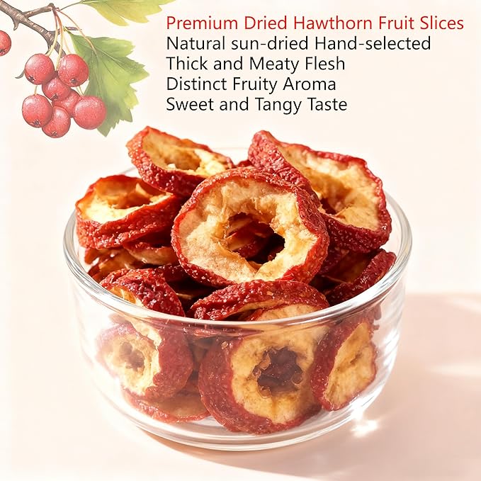 DABC OAK LAND 16OZ Hawthorn Slices Hollow Circle Seedless 100% Natural Sun-Dried Hawthorn Fruit Hawthorn Berries for Tea 山楂干 山楂果茶 山楂片 Natural Herbal Tea for Digestion 1 Pound/Bag