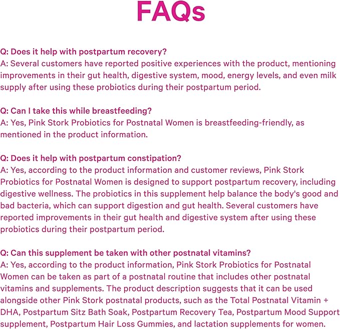 Pink Stork Probiotics for Postnatal Women - 30 Billion CFUS with Ashwagandha and Chamomile Postpartum Essentials for Hormone Balance Mood Support Gut Health Digestive Wellness 30 Capsules