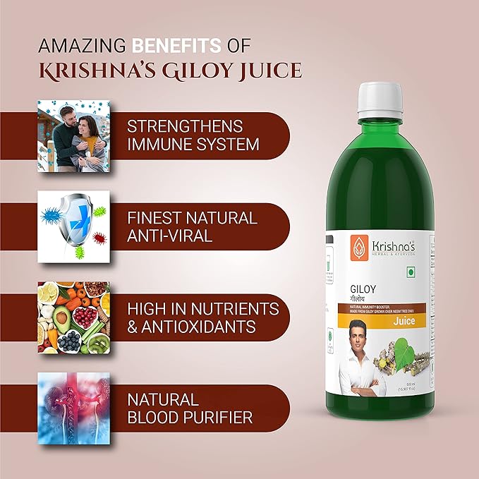 Krishna's Herbal &amp Ayurveda Geloy Juice - 500 Ml (Pack of 2)