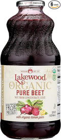 Lakewood Organic Pure Beet Fresh Pressed Beetroot BottleCan 32 Fl Oz Pack of 6