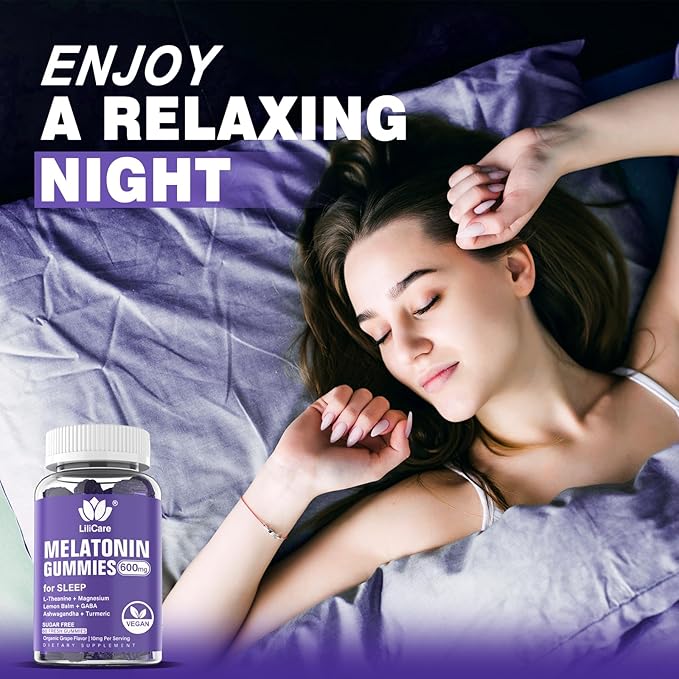 Melatonin Gummies 10mg 20mg for Adults Sugar Free Extra Strength w/ L-Theanine Ashwagandha Magnesium Turmeric GABA Lemon Balm and Chamomile for Healthy Circadian Rhythm Vegan Grape Flavor 60ct