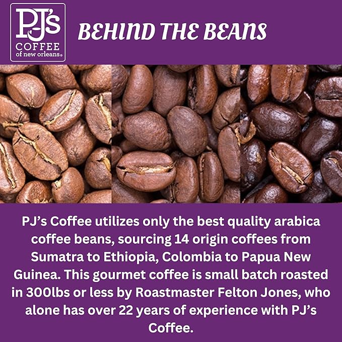 PJ's Viennese Blend - Whole Bean Flavored Coffee - Full Bodied Chocolate Flavor Perfect Balance Between Medium and Dark Bodied Buttery Pecan Notes 16 oz (Pack of 1)