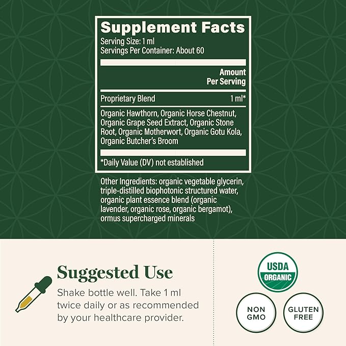 Global Healing Plant-Based Vein Health Liquid Vegan Supplement Drops to Support Blood Flow &amp Circulation Helps with Spider &amp Varicose Veins for Healthy Legs - Organic Horse Chestnut Root - 2