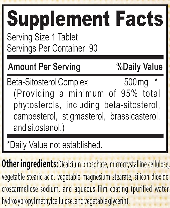 Nature's Potent Beta Sitosterol 500 Mg Supplement for Prostate Support &amp Healthy Cholesterol Levels 90 (Capsules)
