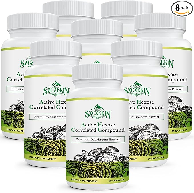 Active Hexose Correlated Compound 1500 mg Supplement Natural 8 Mushroom Extract Supplement Immune System Liver Function Natural Killer and T Cells Activity 720 Veggie Capsules