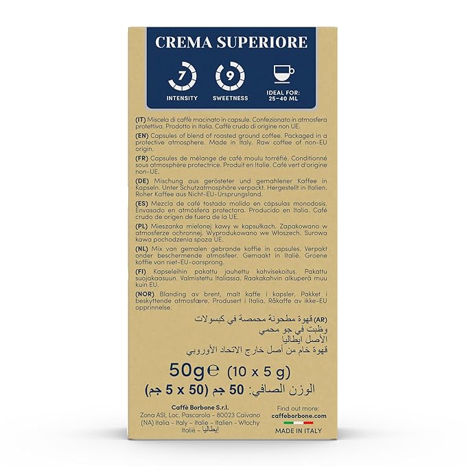 Caffè Borbone Crema Superiore Aluminum Capsules Compatible with Nespresso Original Machines Medium Roast 50 Count