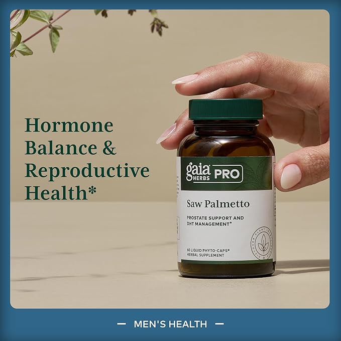 GAIA HERBS PRO Saw Palmetto PRO - Healthy Prostate Gland Support Supplement* - Herbal Supplement with Saw Palmetto &amp Sunflower Seed - Vegan Gluten-Free Soy-Free - 60 Liquid Phyto-Caps (60 Servin