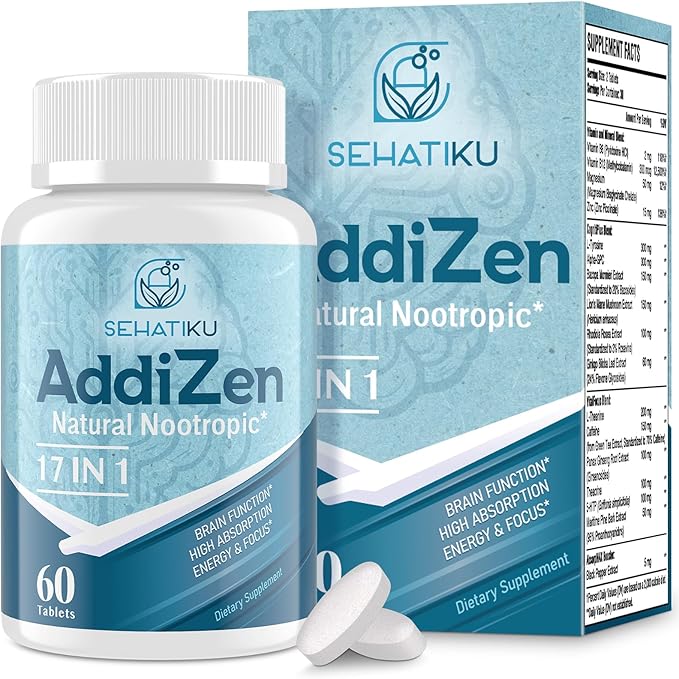 17-in-1 Brain Supplement for Memory and Focus | Natural Nootropics Brain Supplement for Brain Cognition Energy | High Absorption | L-Theanine Phytonutrient Blend and Vitamins B6 B12 | 60 Tablets