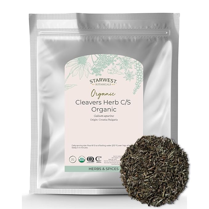 Starwest Botanicals Cleavers Herb Organic - Dried Loose Leaf Herb for Tea &amp Herbal Blends Cut &amp Sifted Certified Kosher Non-GMO - Bulk 1 lb Bag