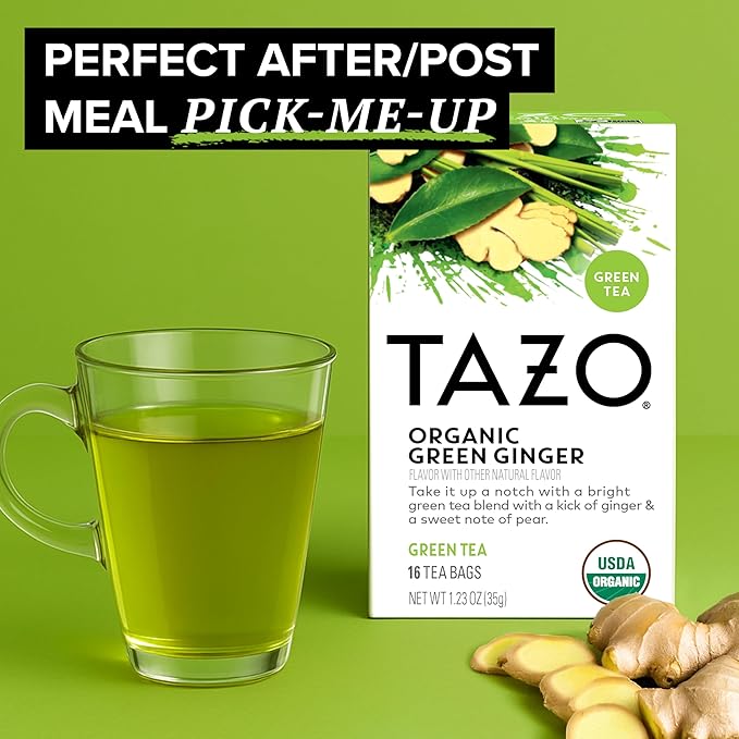 TAZO Organic Green Tea Green Ginger 96 Total Tea Bags (16ct - Pack of 6)