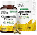 Wild &amp Organic Chamomile Extract Capsules 800 mg - Relaxation &amp Digestive Support - Chamomile Flower Extract Supplement - Matricaria Recutita Herb - Vegan No Fillers Non-GMO - 120 Count
