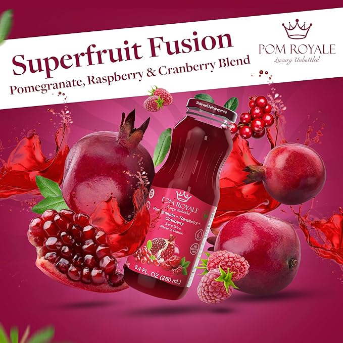 Pomegranate Raspberry Cranberry 8.4 Ounce Glass Bottle (Pack of 15) Cold Pressed Juice Non-GMO Gluten Free Kosher Certified Preservative Free