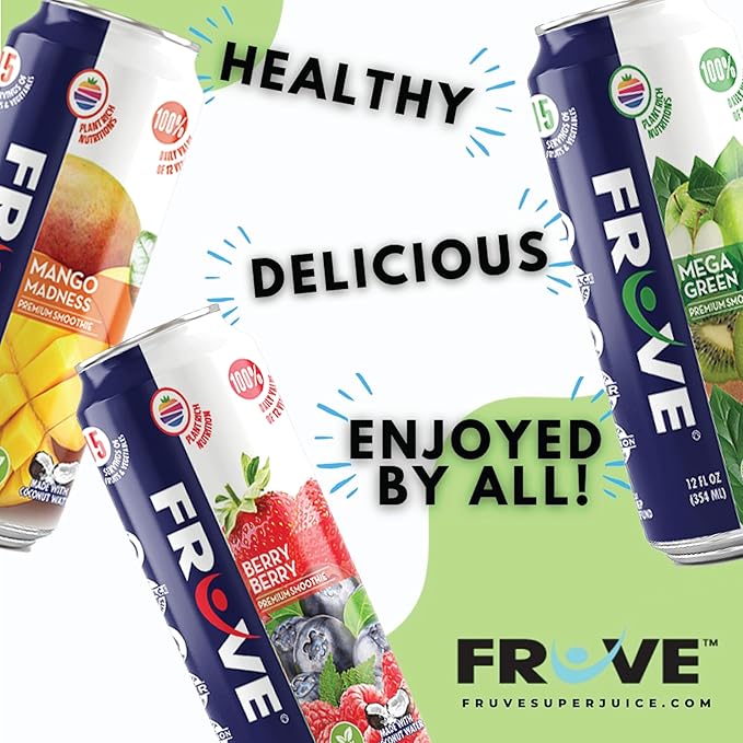Fruve a healthy super juice drink with real fruit | Gut Health &amp Immunity Benefits | non-GMO | low calorie | Mango Madness | 12 fl oz (12 Pack)
