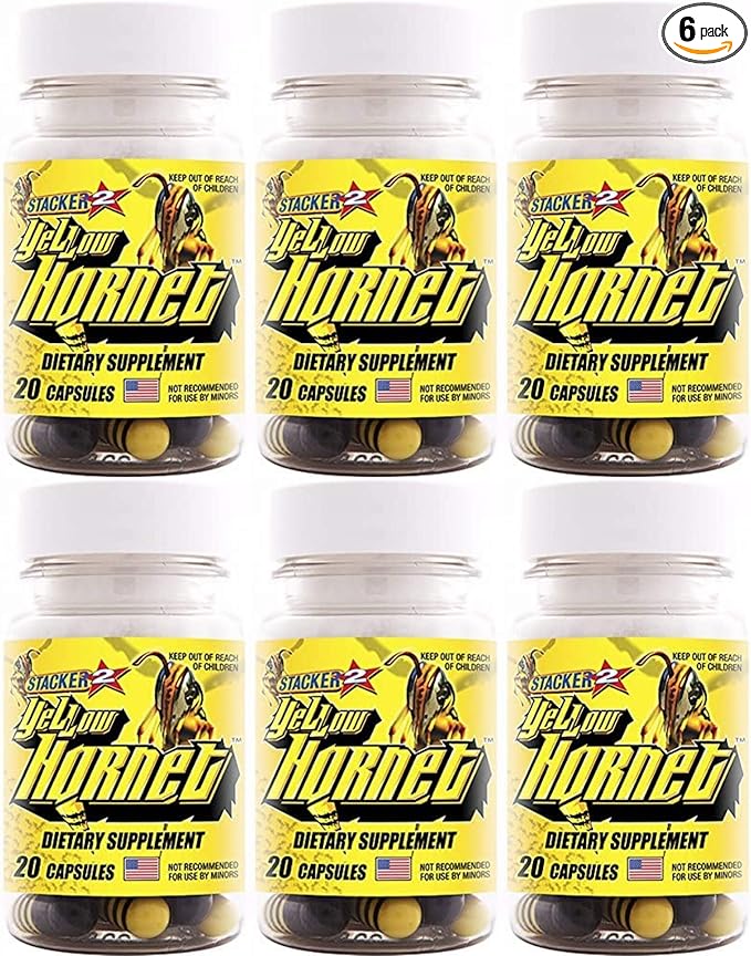 Yellow Hornet Herbal Dietary Supplement 20ct (Lot of 6 X) = 120 Capsules