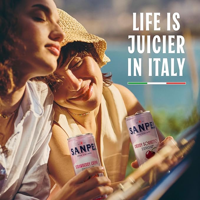 Sanpellegrino Soda Italiana Strawberry Crema Italian Sparkling Drink 0g Added Sugar Real Fruit Juice Italian Soda Sparkling Beverage 24-Pack