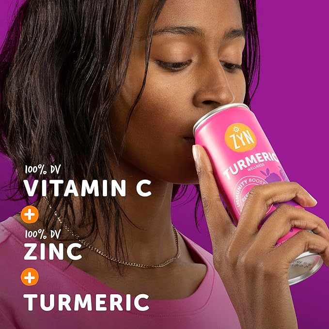 ZYN Turmeric Wellness Drink (24 Pack) Mixed Berry Flavored Turmeric Curcumin Drink with Black Pepper No Added Sugar Low Carb &amp Low Calorie Drink Clean Alternative