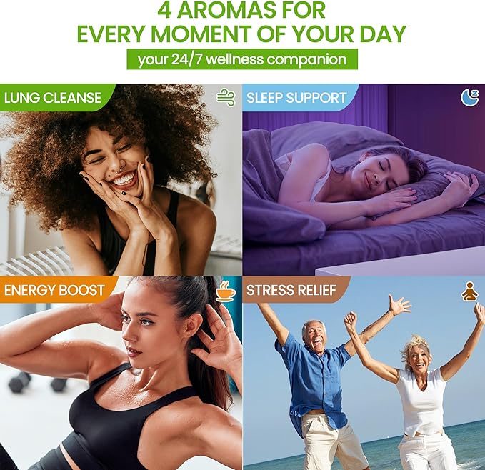 Herbal Diffuser Quartet Lung Sleep Energy &amp Relax Diffuser with Extract of Mullein Melatonin Natural Caffeine and Chamomile 100% Natural Swap Complete Wellness Quartet 600 Uses Each