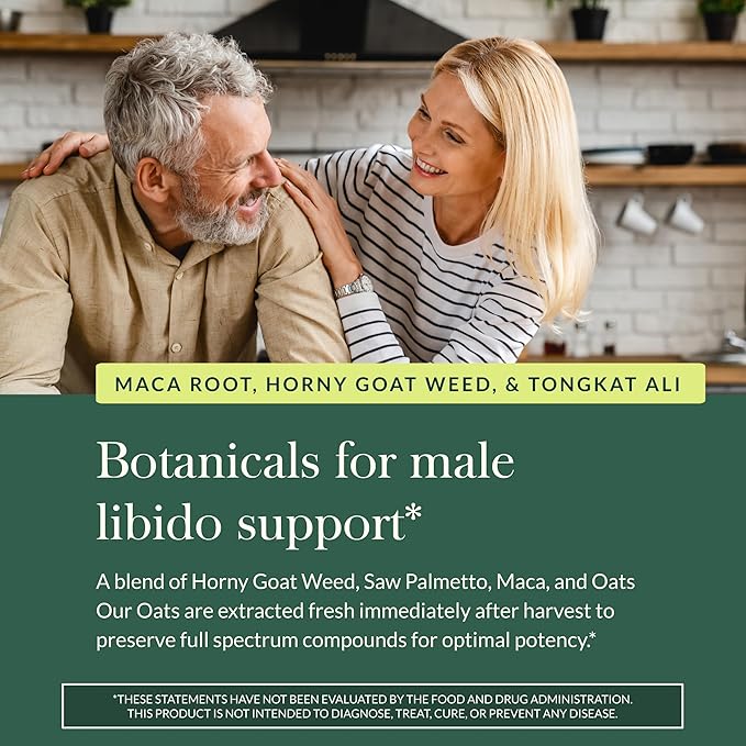 Gaia Herbs Male Libido - Herbal Supplement with Saw Palmetto Horny Goat Weed &amp Oats - Traditional Herbs to Support Vitality &amp Energy Levels for Men* - 60 Vegan Liquid Phyto-Capsules (60 Servi