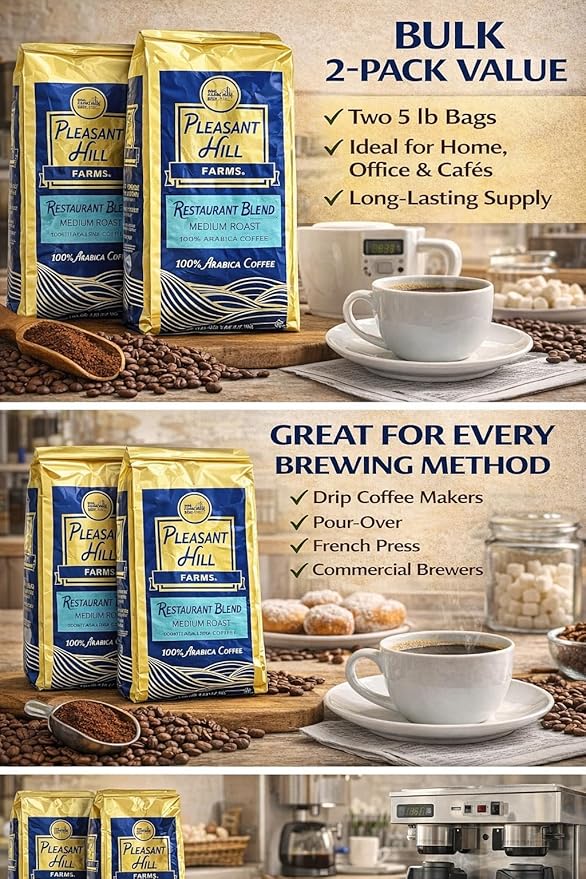 Premium Selection Ground Coffee Bland 2 Pack (5 lb Each) Arabica beans Restaurant blend