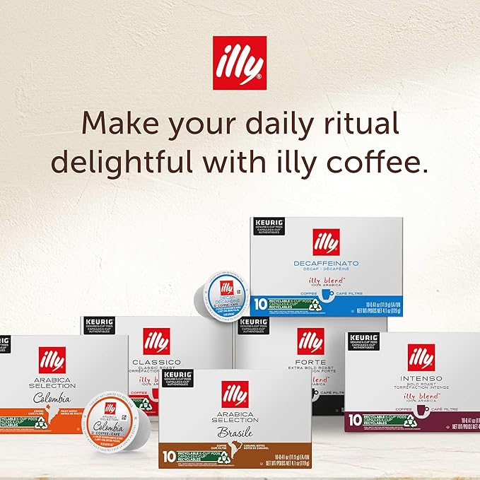 illy Coffee K Cup Pods for Keurig Machines Brasile Single Origin Roast 100% Arabica Premium Italian Coffee 10 Count 6 Pack