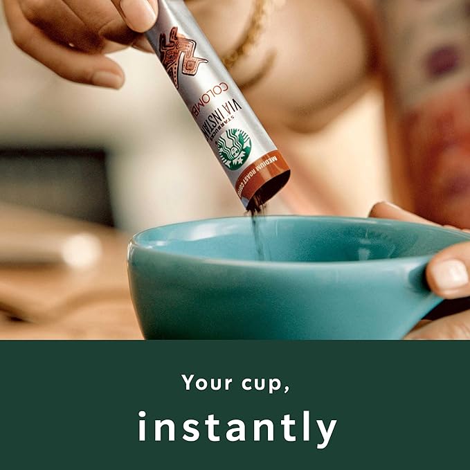 Starbucks VIA Instant Coffee Packets Single Serve Dark Roast Coffee French Roast 96 Packets