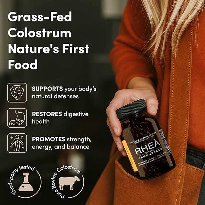Rhea Bovine Colostrum Supplement for Women Colostrum Capsules for Gut Health Digestion Bloating Beauty Immune Support Bovine Colostrum for Humans Colostrum Pills (180caps)