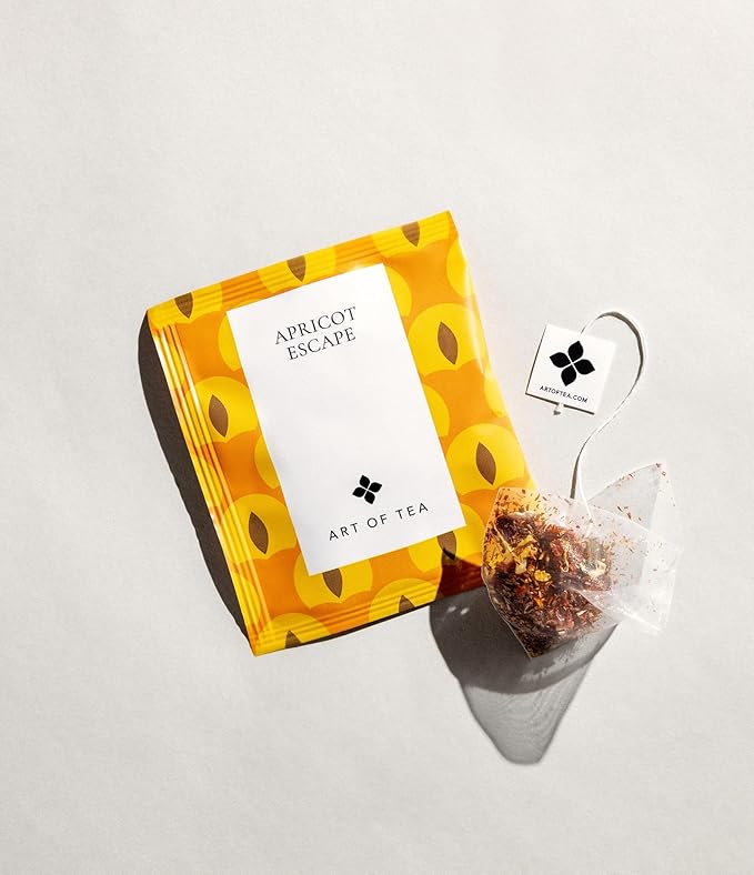 Art of Tea | Apricot Escape - Caffeine Free | 50 Pyramid Tea Bag Sachets
