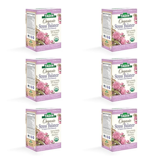 Tadin Organic Serene Dreams Tea Caffeine Free Herbal Tea to Support a Healthy Stress Response 20 Tea Bags Per Box Pack of 6