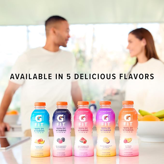 Gatorade Fit Electrolyte Beverage Healthy Real Hydration Watermelon Strawberry 16.9.oz Bottles (12 Pack)