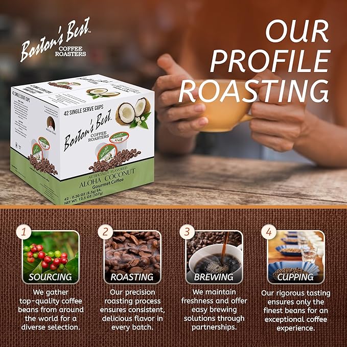 Boston’s Best - Aloha Coconut Flavored Delicious Gourmet Coffee Compatible with Keurig Coffee Maker 1 Count (42 Single Serve Cups)