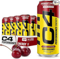 C4 Energy Carbonated Zero Sugar Energy Drink Pre Workout Drink + Beta Alanine Midnight Cherry 16 Fl Oz (Pack of 12)