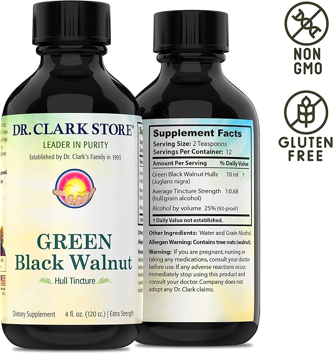 Original Green Black Walnut Hull Tincture (Extra Strength) by Dr. Hulda Clark 4 oz