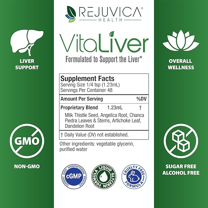 VitaLiver - Liver Health Supplement - Support Liver Cleanse &amp Detox - Liquid Delivery for Absorption - Milk Thistle Artichoke Chanca Piedra Dandelion &amp More!