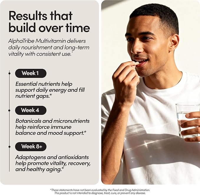 Alpha Tribe Multivitamin for Men &amp Organizer w/Seamoss Black Seed Oil Ashwagandha Burdock Root Turmeric Bladderwrack Vitamin C Elderberry Manuka | Daily Men's Vitamins &amp Minerals Supplemen