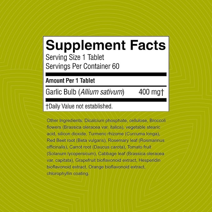 Nature's Sunshine High Potency Garlic 60 Tablets | Supports the Immune System and Contains a Unique Coating to Help Control the Odor