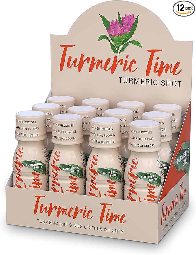 Turmeric Shots - Turmeric with Ginger Citrus &amp Honey | Non-GMO | No Preservatives or Artificial Flavors/Colors/Sweeteners | B Vitamins | Liquid Turmeric (12 Pack)