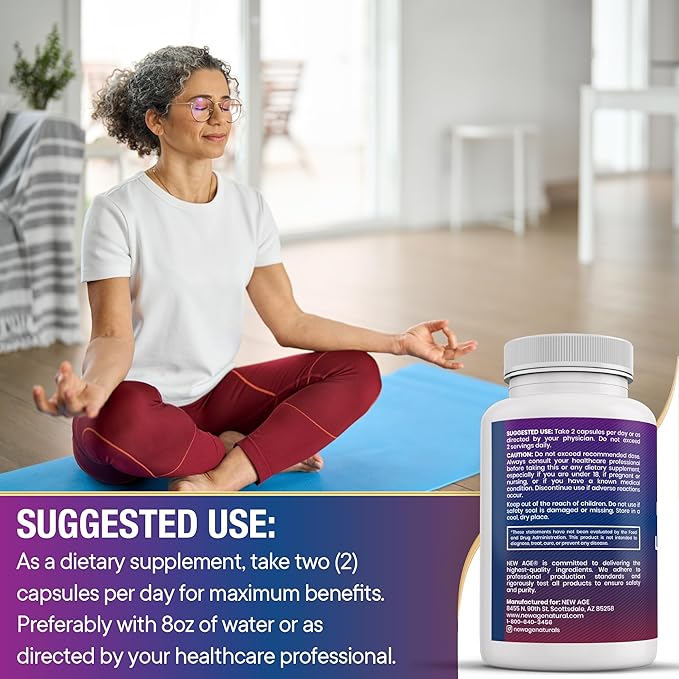 NEW AGE Saffron Supplements with Ashwagandha - Support with L-Theanine Ginkgo Biloba St. John's Wort Rhodiola Rosea &amp 5-HTP - Saffron 120 Count