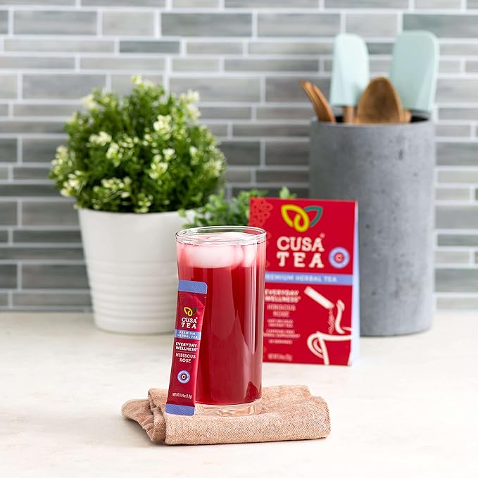 Cusa Tea &amp Coffee | Everyday Wellness Herbal Tea | Premium Caffeine Free Instant Tea | Hot &amp Iced Tea with No Added Sugar (30 Single Servings)