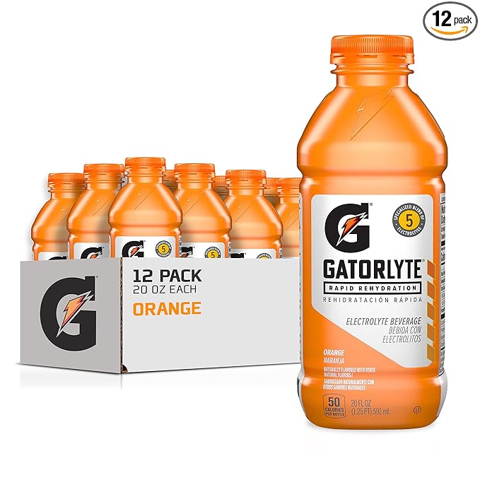 Gatorlyte Rapid Rehydration Electrolyte Beverage Orange 20oz Bottles (12 Pack)