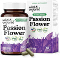 Wild &amp Organic Passion Flower Capsules 600 mg - Relaxation &amp Mood Support - Passionflower Extract Supplement - Passiflora Incarnata Herb - Vegan No Fillers Non-GMO - 60 Count