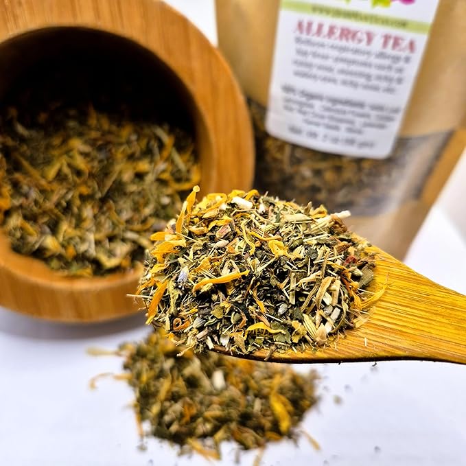 ALLERGY TEA – Herbal blend for seasonal irritation: sneezing runny nose &amp itchy eyes – Formulated by Master herbalist Khabir – 100% Organic Non-GMO No Additives